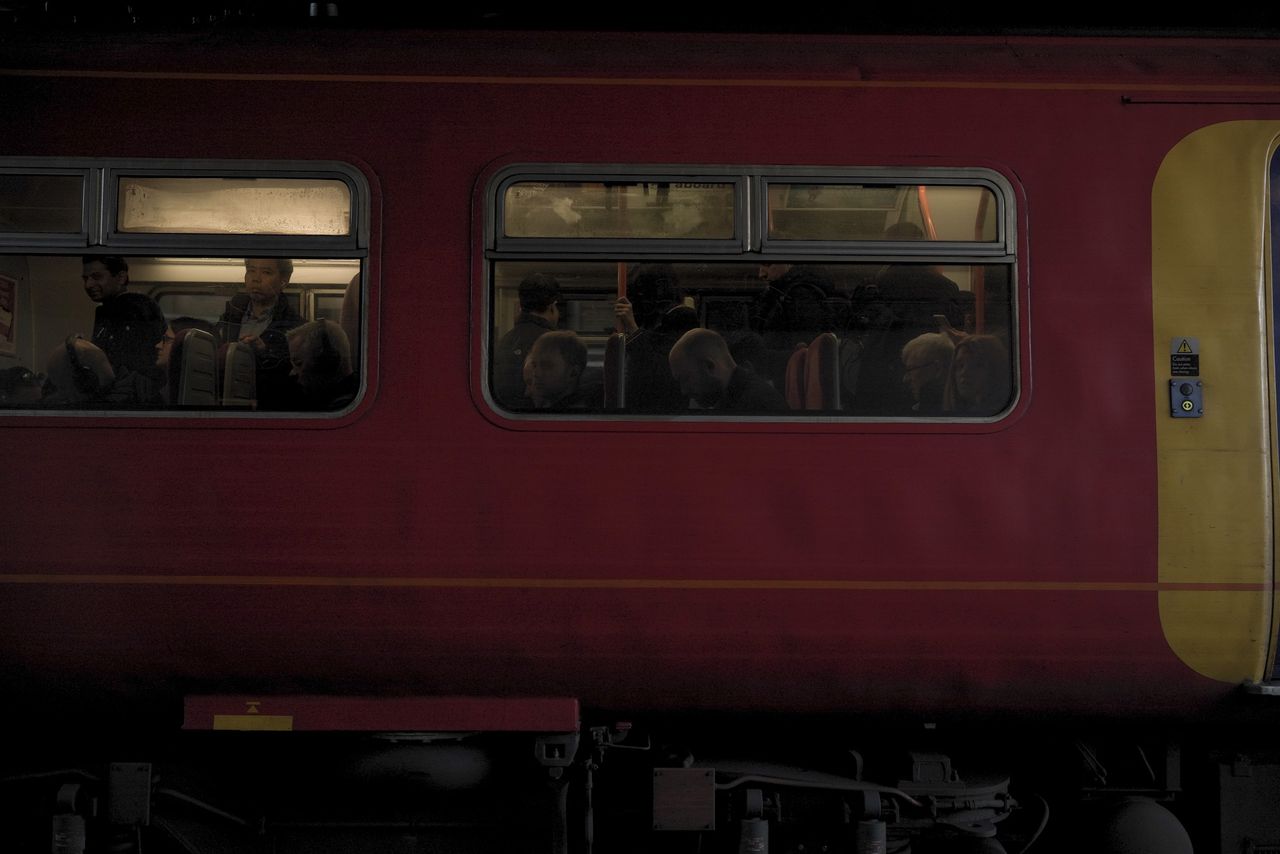 Packed commuter train in the dark of a tunnel taken with the Sigma BF camera and Sigma 35mm F2 DG lens