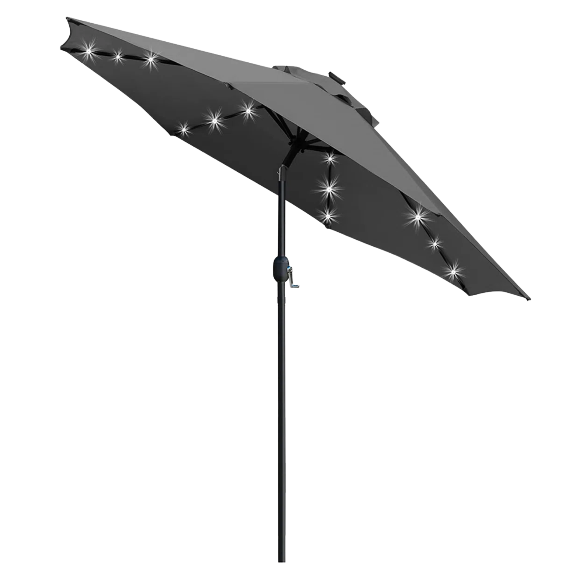 a tilting umbrella with LED lights