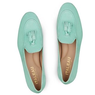 jade leather loafers with tassels