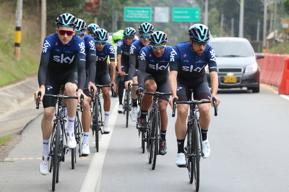 The Sky riders going two abreast