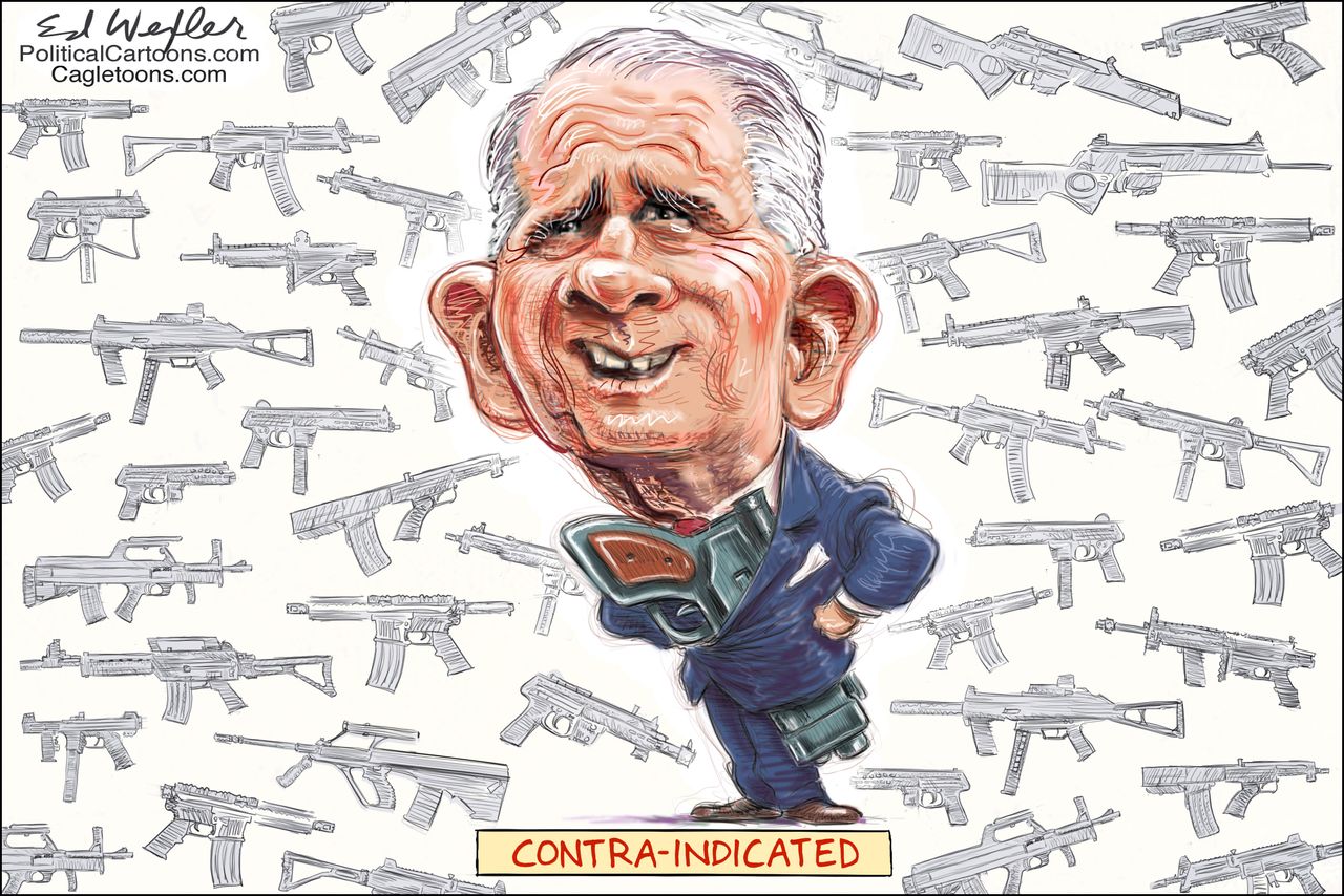 Political cartoon U.S. Oliver North Iran Contra NRA