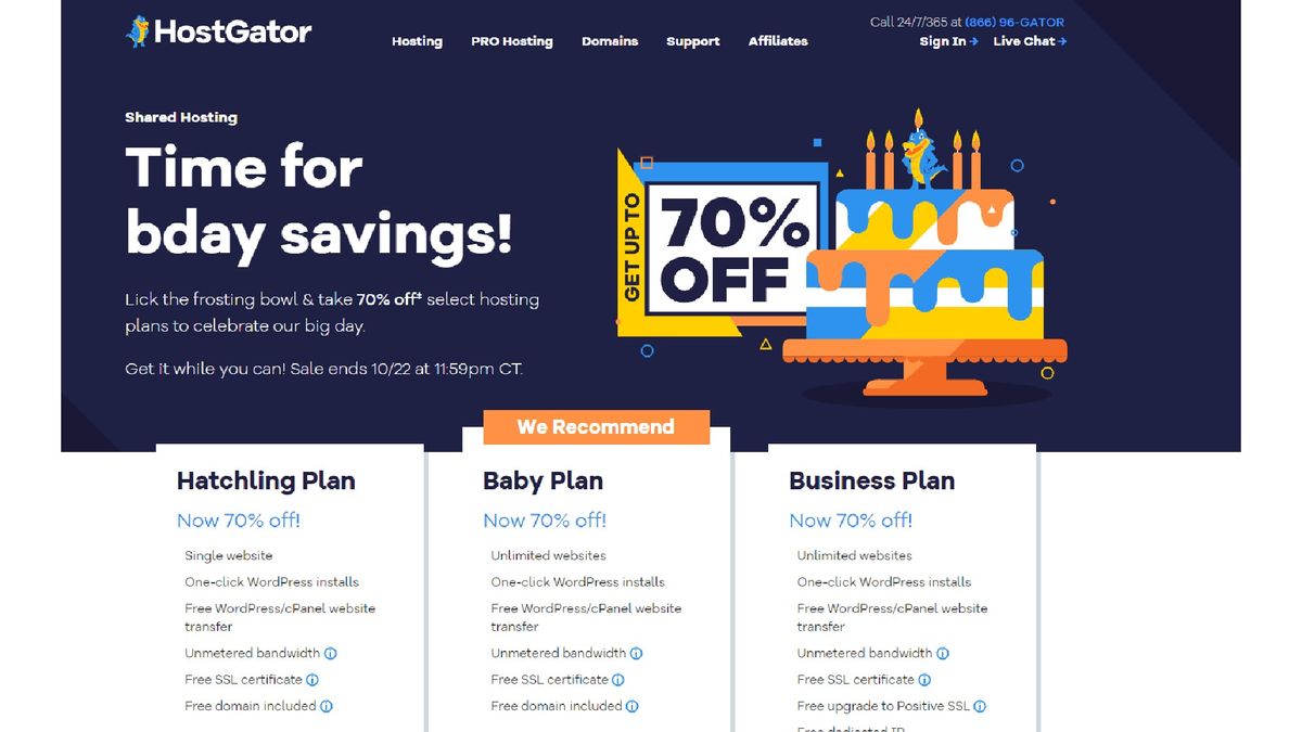 HostGator's birthday bash means getting 70% off web hosting plans ...