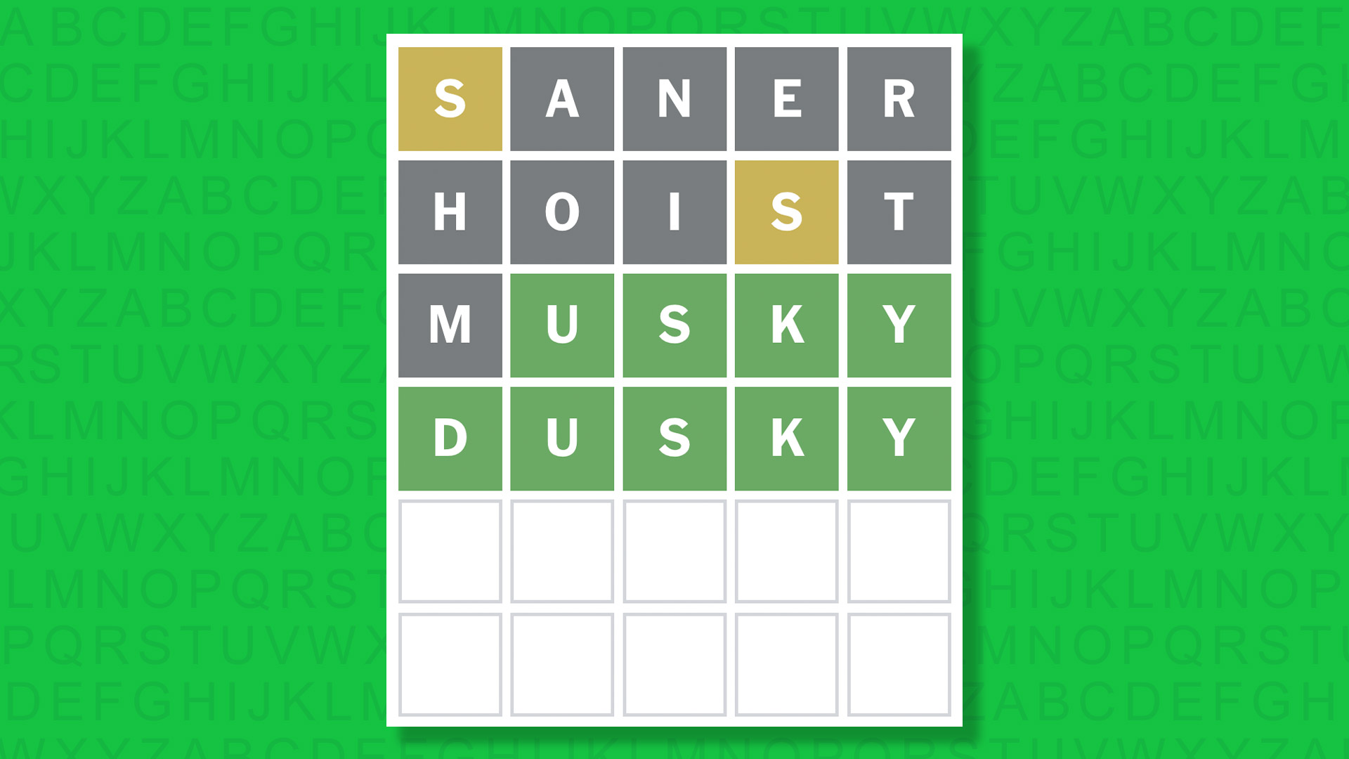 NYT Wordle answer for game 1683 on a green background