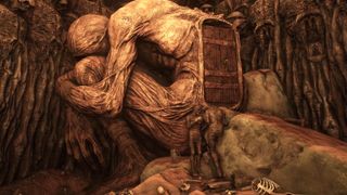 scenes from a surreal Giger influenced game