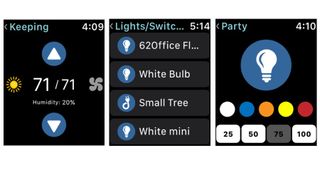 Skjermbilder fra appen SimpleCommands på en Apple Watch.