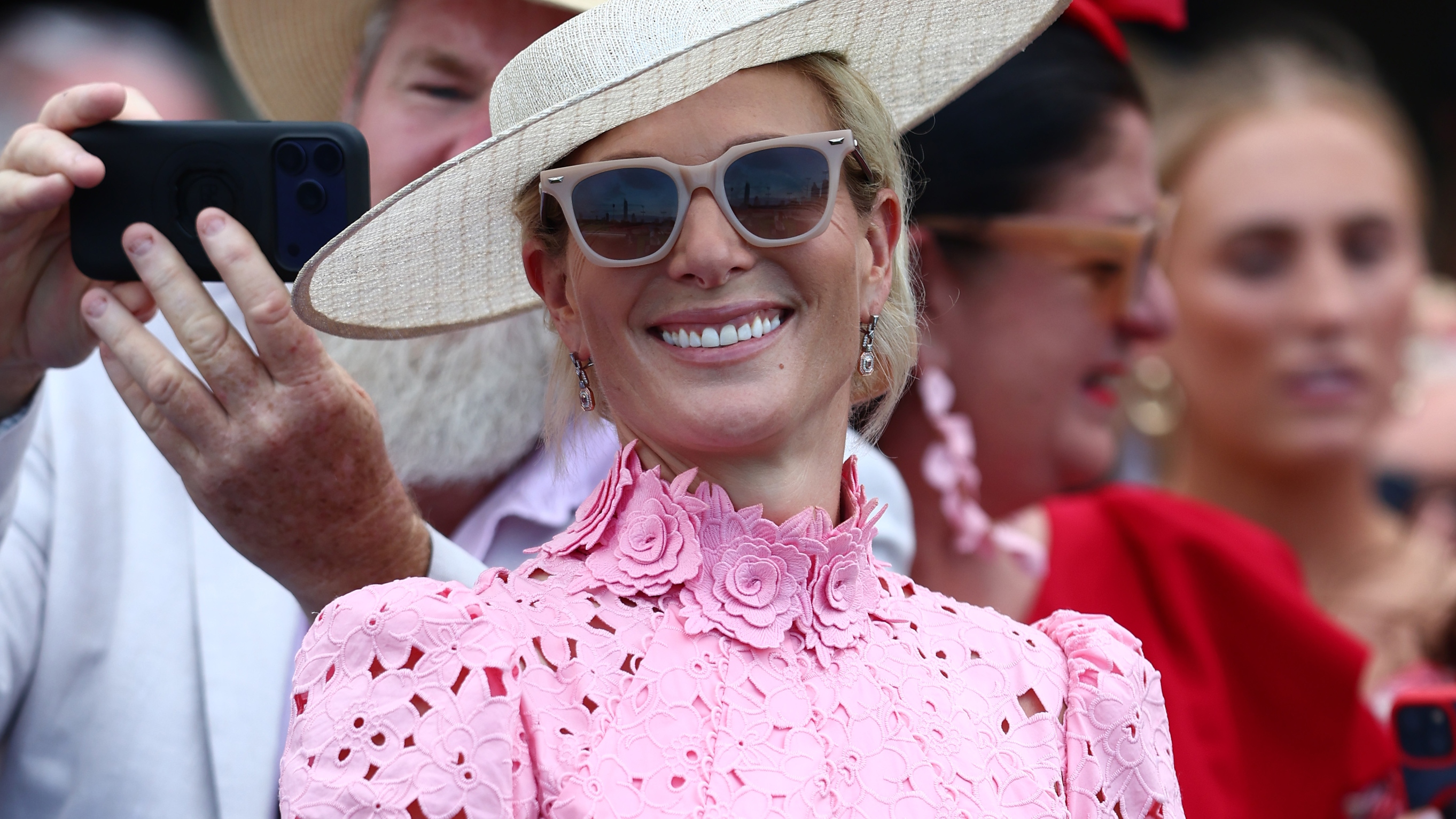 Magic Millions ambassador Zara Tindall smiles during the Magic Millions Raceday at Gold Coast Turf Club 