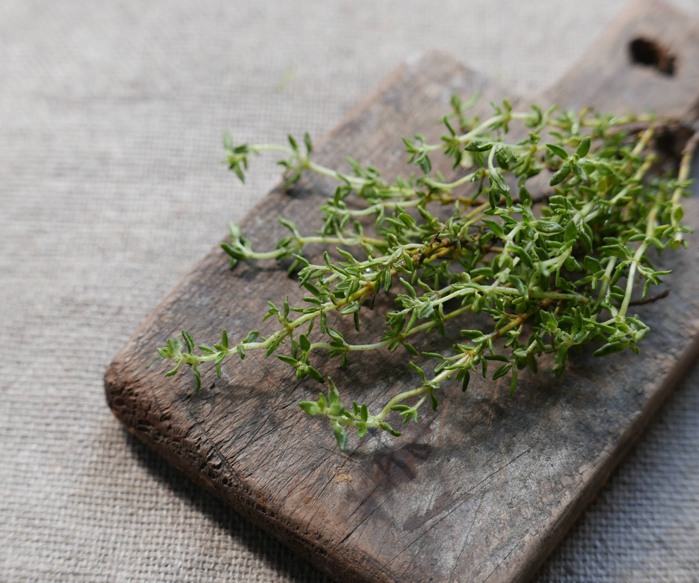Thyme on a cutting board
