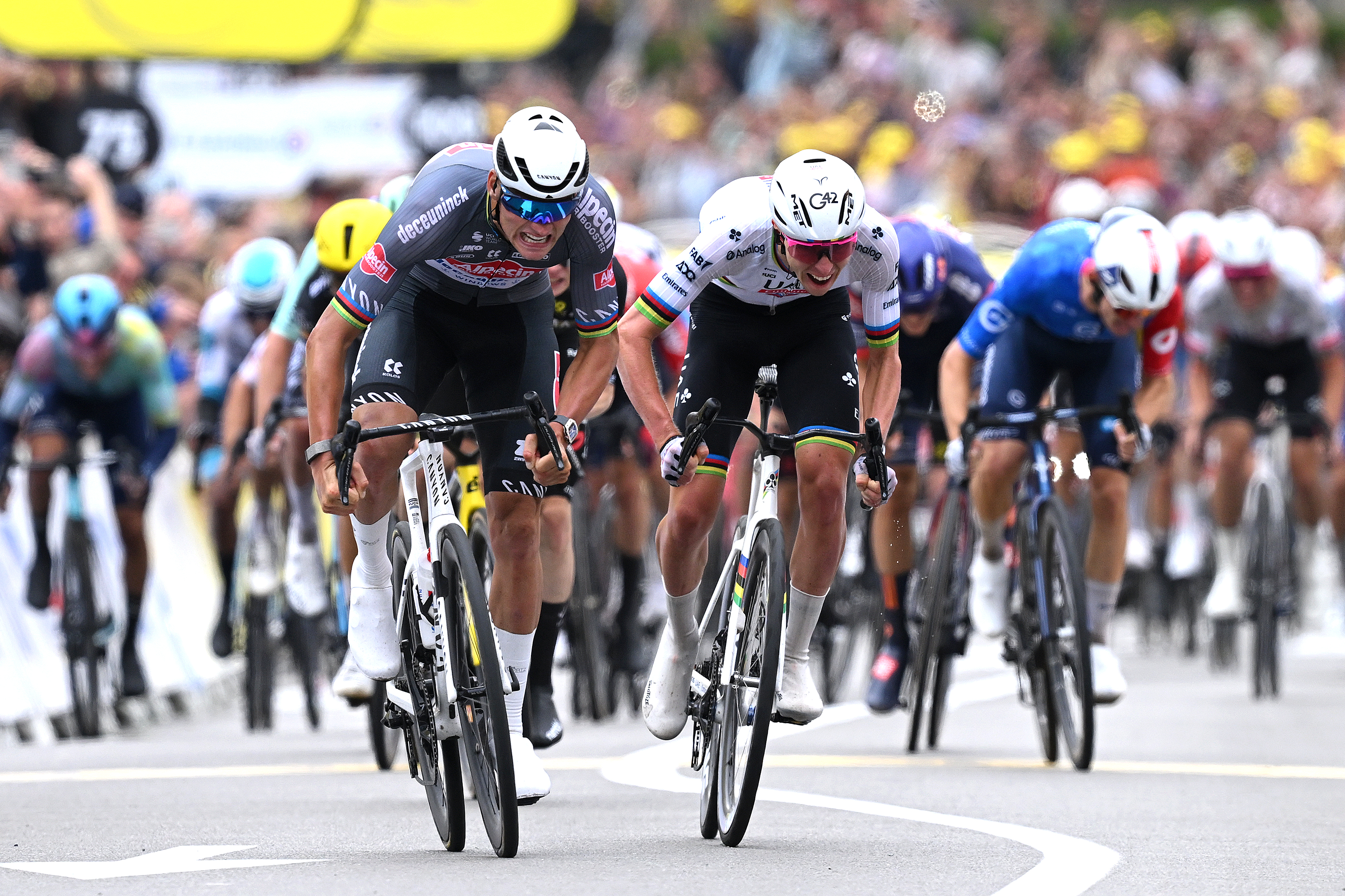 Mathieu van der Poel sprinting at the Tour de France