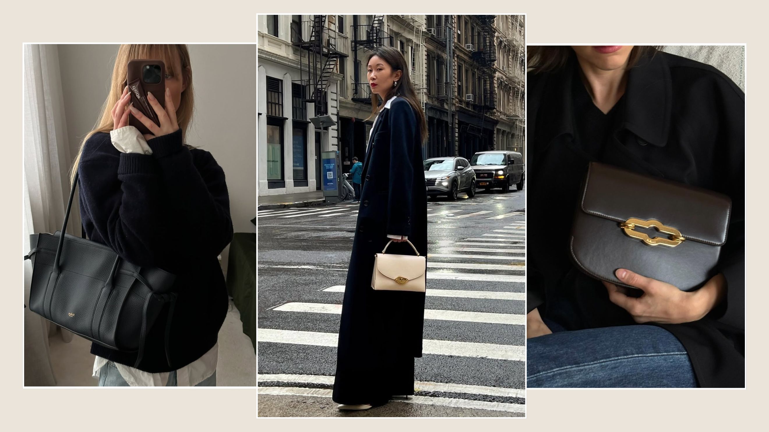 Three women carrying Mulberry Bags