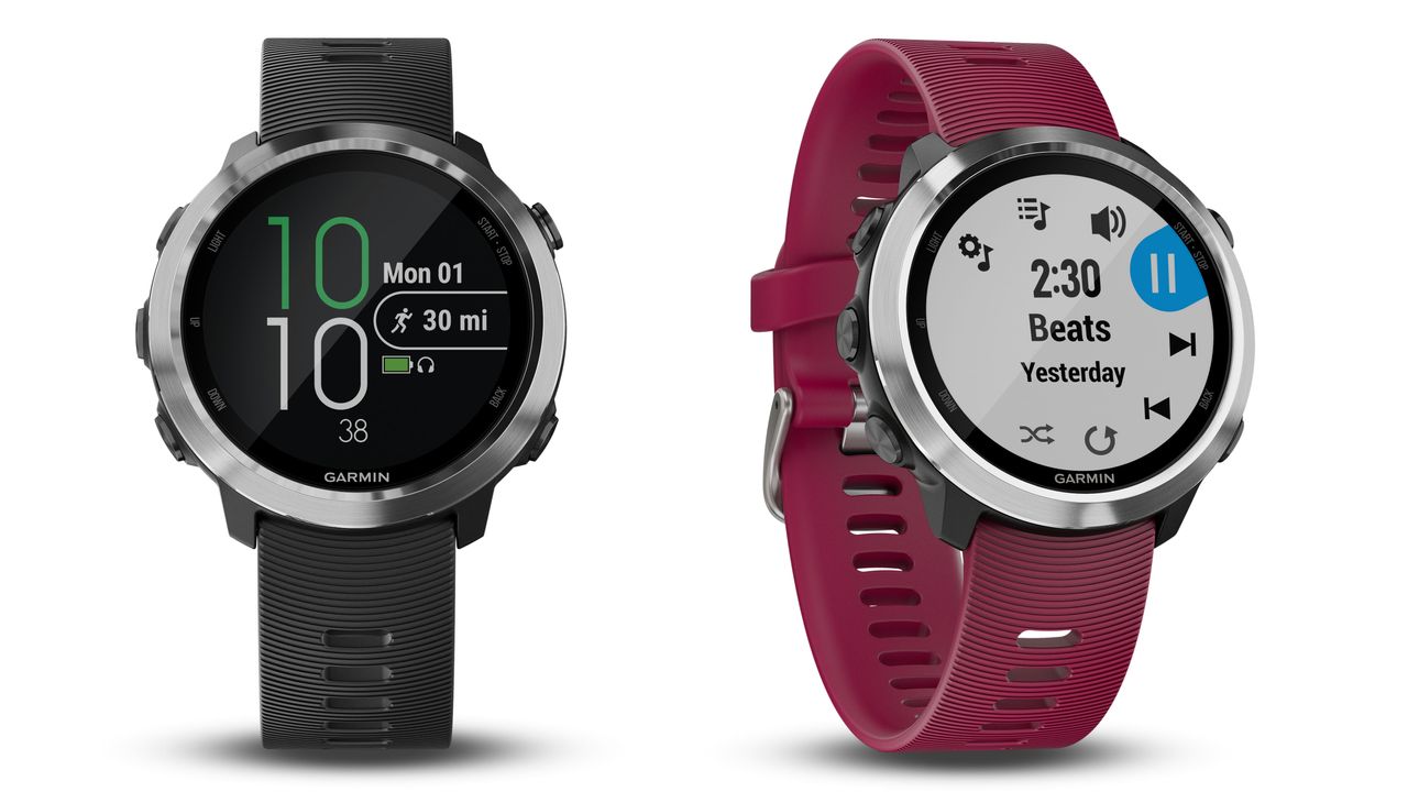 Both black and cerise band options are available on the Forerunner 645 Music
