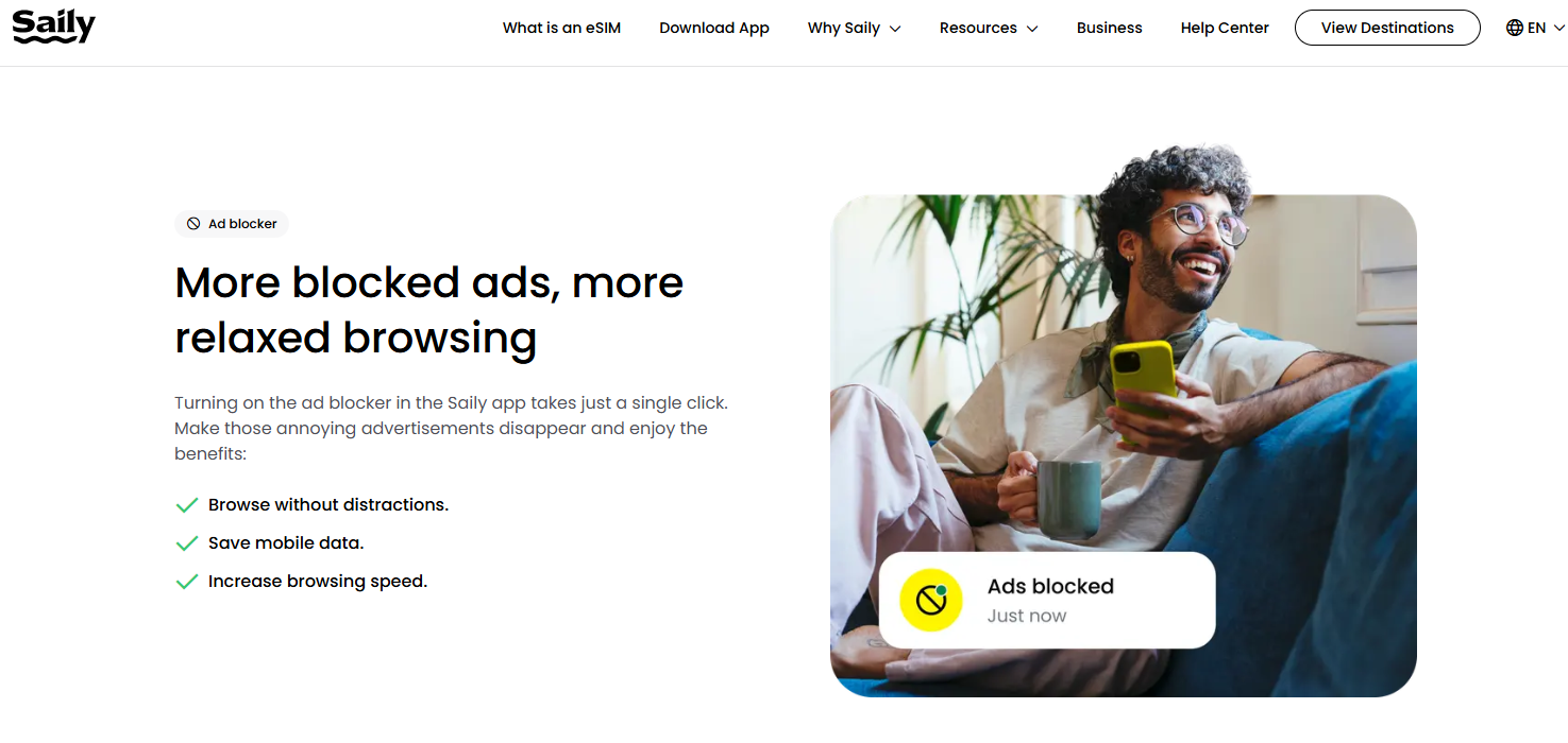 Saily ad blocker