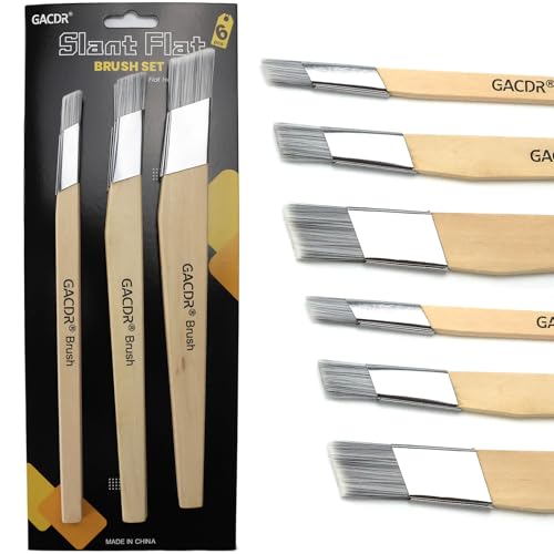Gacdr Slant Lining Fitch Paint Brushes,pack of 6 Cutting in Paint Brush Angled for Fast Accurate Detail &amp;amp; Control Hobby &amp;amp; Craft 2 Each of 0.5&quot;, 0.75&quot;, and 1&quot;