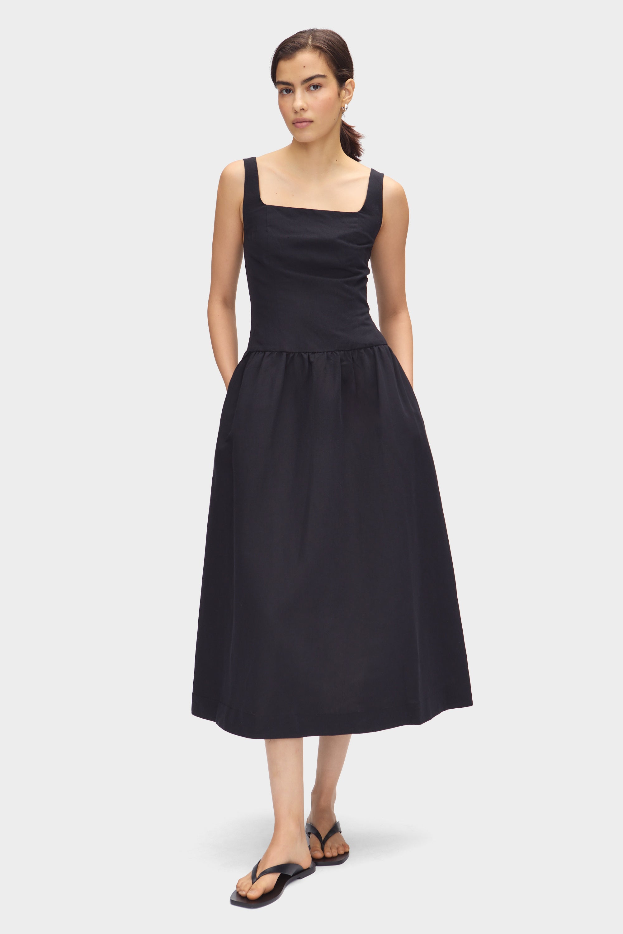 Rosia Drop Waist Linen Dress