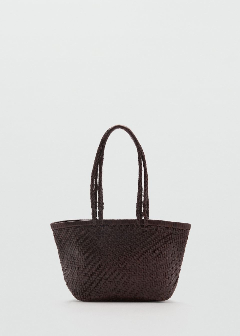 Mango Braided Leather Shoulder Bag
