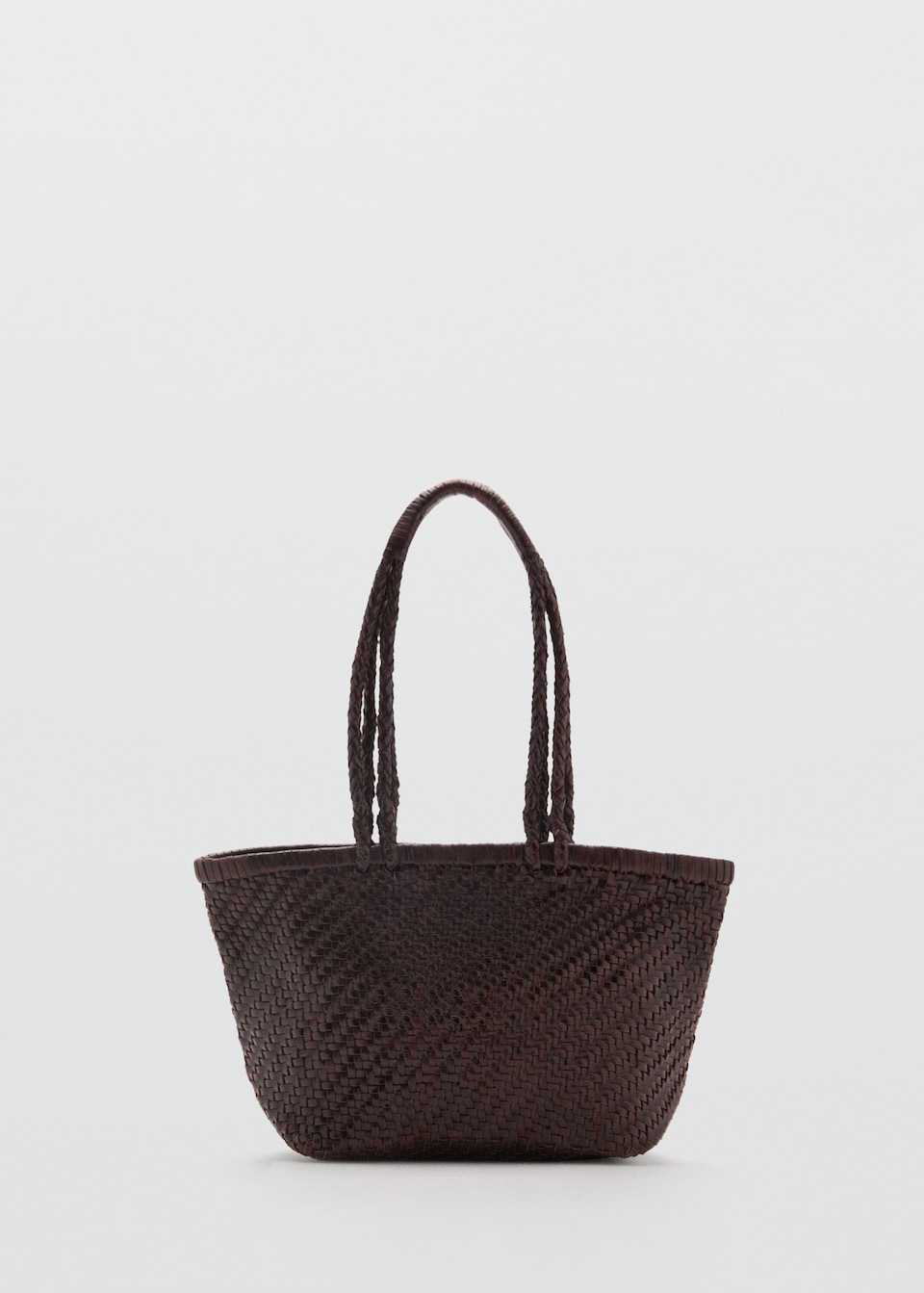 Mango Braided Leather Shoulder Bag