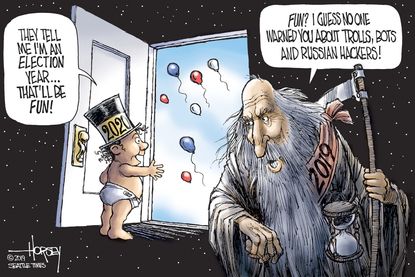 Editorial Cartoon U.S. New Years Baby 2020 Election Year False Excitement