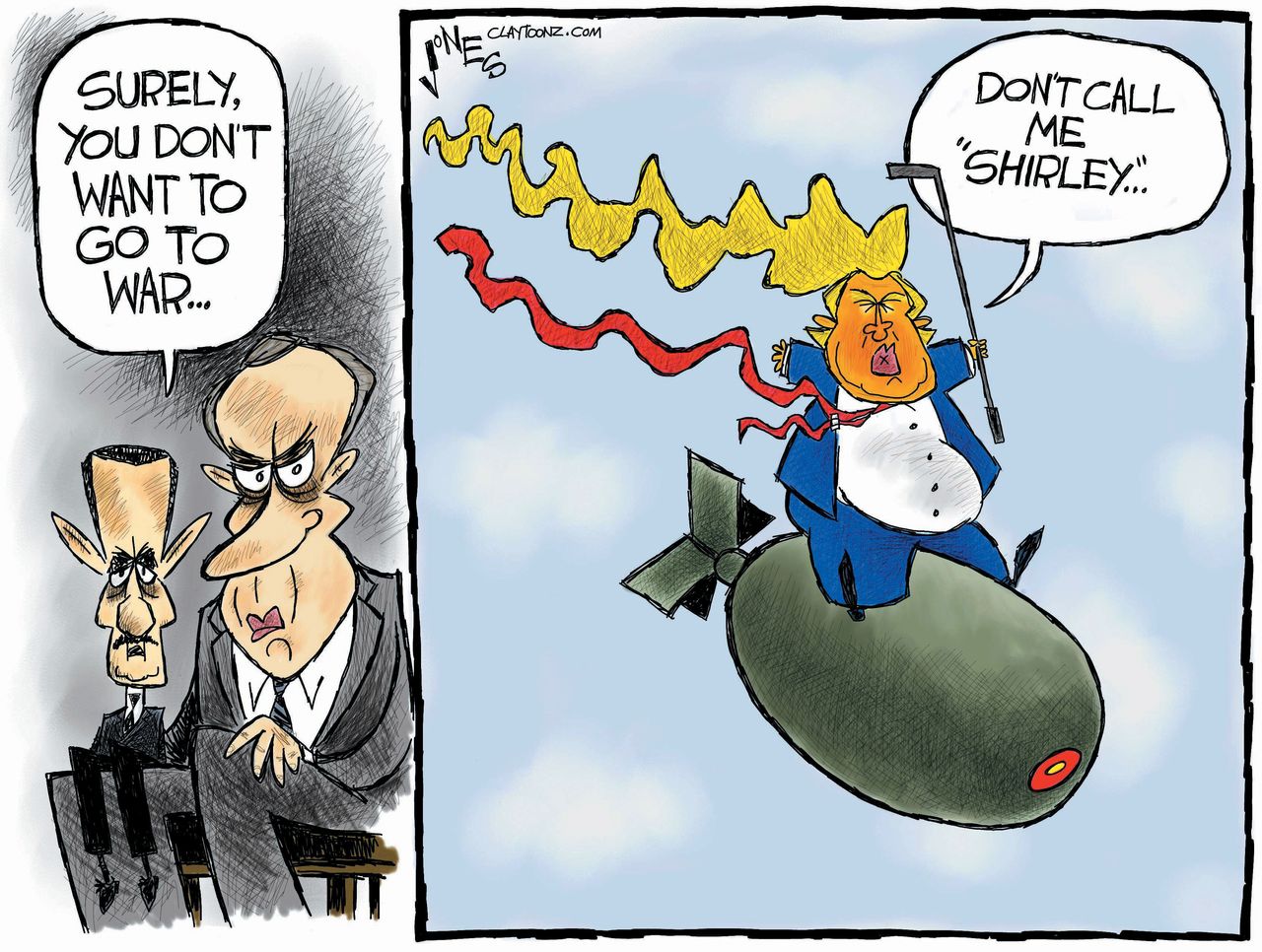 Political Cartoon U.S. Trump Syria War Airstrikes Putin Russia Assad