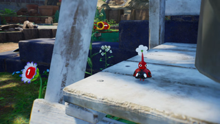 Pikmin 4 screenshot showing a red pikmin in costume