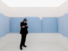 Ettore Spalletti in his Moscufo studio with Stanza Azzurra, Dedicata a Mio Fratello che Amava Gli Azzurri, 2006