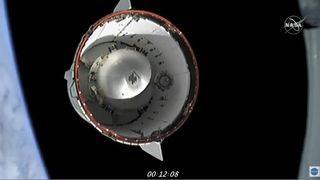 SpaceX's first upgraded Cargo Dragon spacecraft is seen after separating from its Falcon 9 rocket following a successful launch toward the International Space Station for NASA on Dec. 6, 2020.