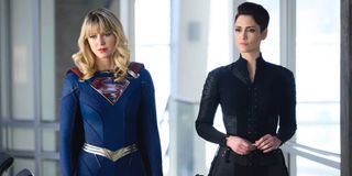 Melissa Benoist as Kara Danvers/Supergirl and Chyler Leigh as Alex Danvers in Supergirl.