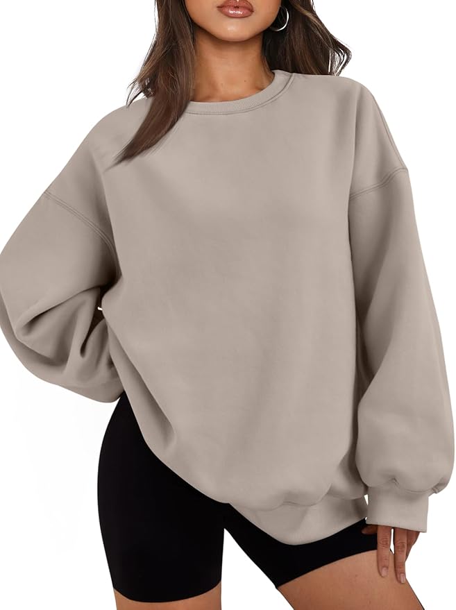 EFAN, Efan Womens Sweatshirts Hoodies Oversized Sweaters Crewneck Fleece Casual Tops Basic Comfy Fall Fashion Clothes 2025 Plus Size Maternity Workout Lounge Wear Winter Outfits Coffeegrey M