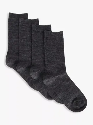 John Lewis Merino Wool Mix Ankle Socks, Pack of 2