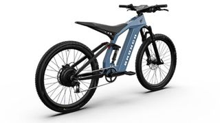 Side on view of the Ford Mustang e-bike in blue