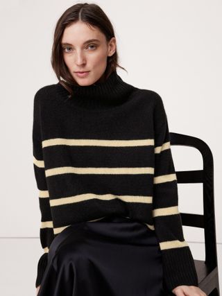 Banana Republic, suéter de cashmere de gola alta grande e médio