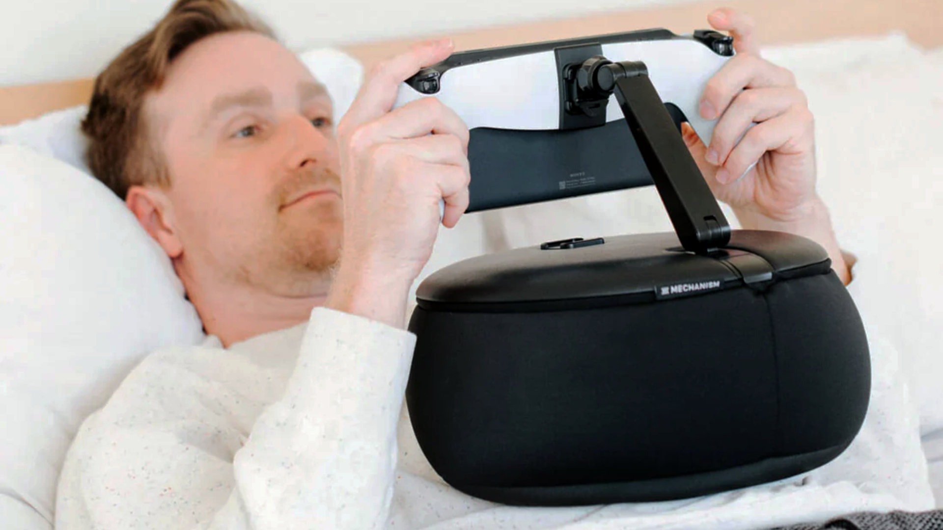 The Mechanism Gaming Pillow acts like a third arm for your gaming handhelds and I’m not ashamed to say I kinda want one