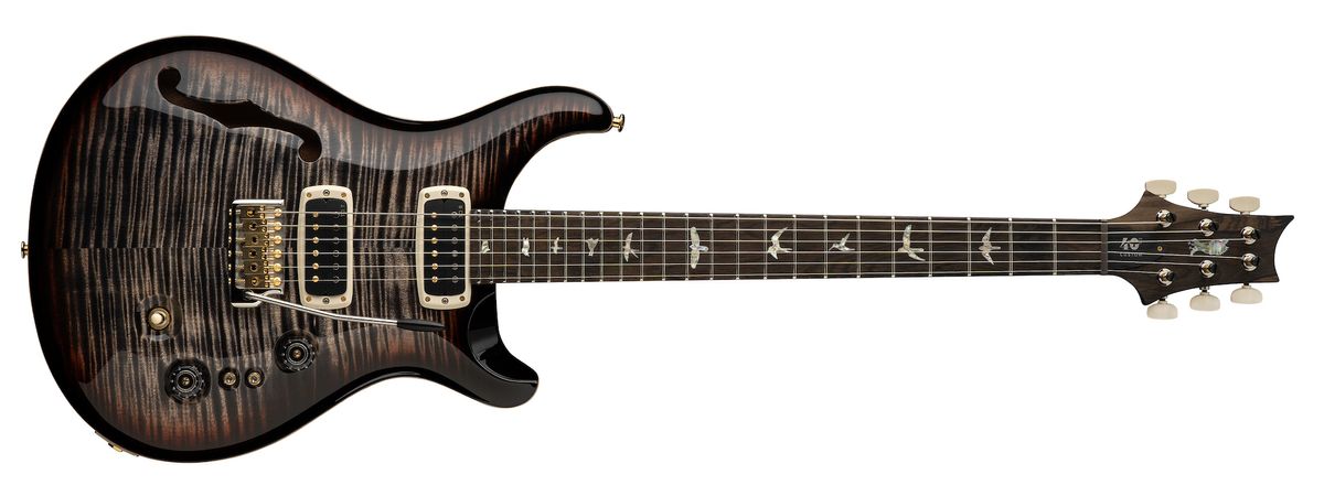 PRS's new 40th Anniversary Custom 24-08 Semi-Hollow Limited Edition guitar, shown in all four available finishes