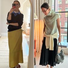 Larissa Mills demonstrates outfit options for graduation guests