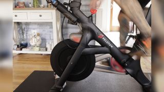 Check out our Cyber Monday Peloton deals and discount codes. Shown here, Brody Longo finishes a workout on his Peloton exercise bike on April 16, 2021.