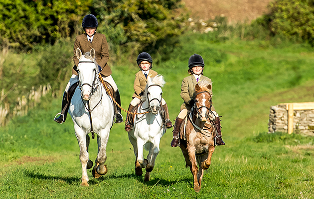 Stars of the future? Sarah, Lizzie and Mary Pope autumn hunting with the Beaufort in September