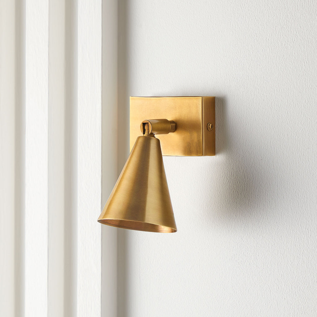 Single Crick Spot Light in Antiqued Brass