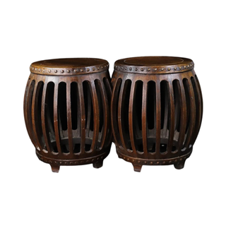 A set of antique Chinese drum stools