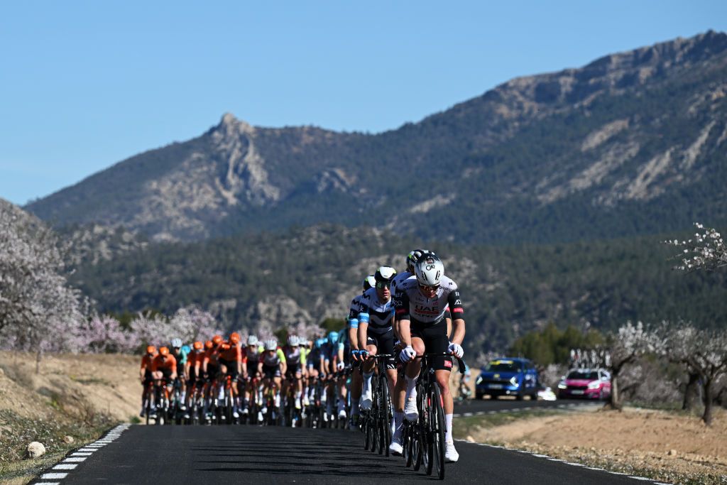 MURCIA SPAIN FEBRUARY 15 Igor Arrieta of Spain and Team UAE Team Emirates XRG leads the peloton during the 45th Vuelta Ciclista a la Regin de Murcia Costa Calida 2025 a 1996km one day race from Jumilla to Murcia on February 15 2025 in Murcia Spain Photo by Tim de WaeleGetty Images