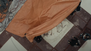 Tarp over corpses in True Detective: Night Country
