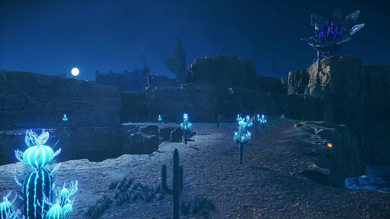 Ares Island at night in Sonic Frontiers