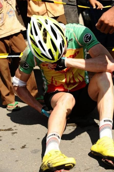 Oscar Pujol Munoz (Polygon Sweet Nice Cycling Team) was frustrated having been caught up in the crash at the end of the stage