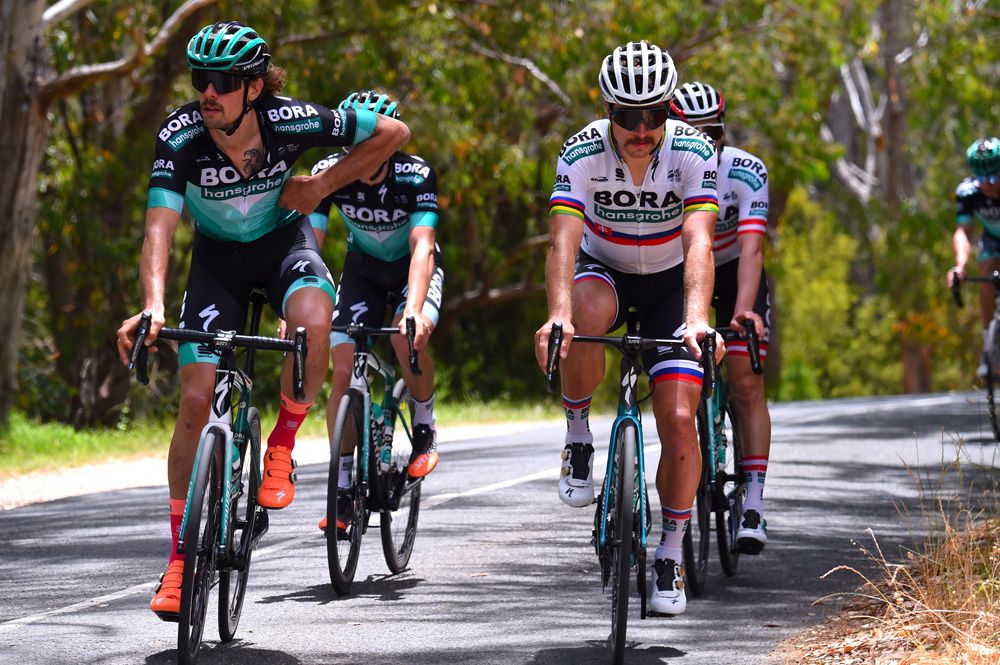 Daniel Oss and Peter Sagan enjoy their ride in the sun
