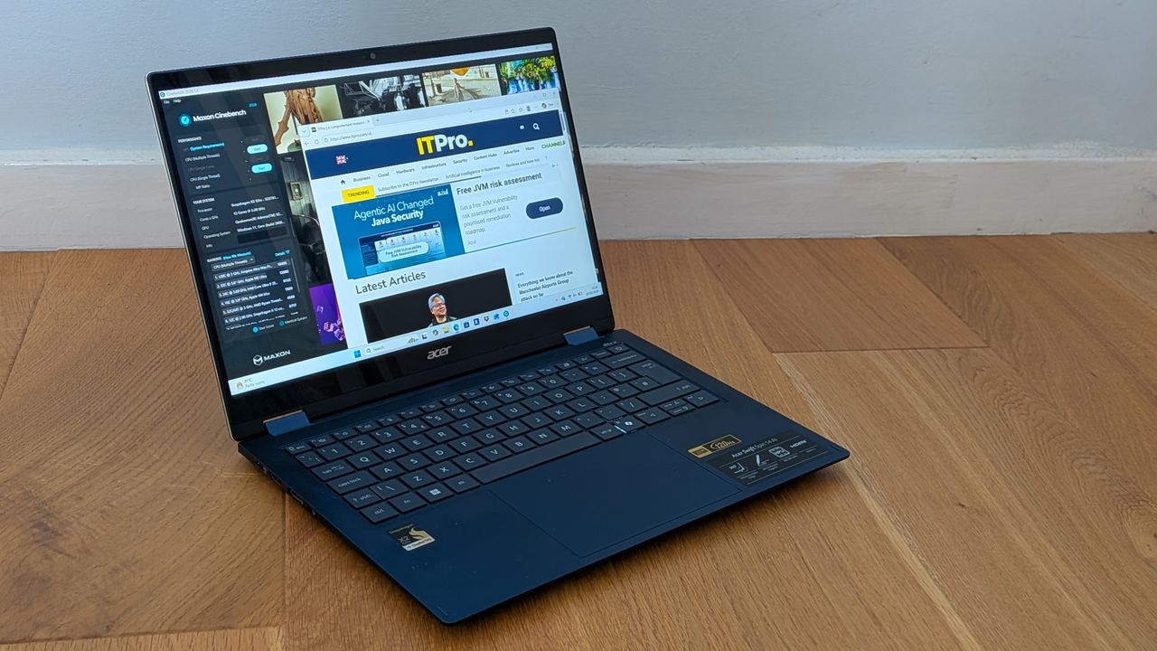 The Acer Swift Spin 14 AI on a desk