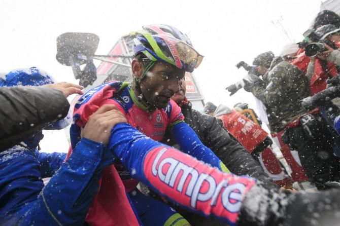 Michele Scarponi (Lampre-Merida) at the finish on Tre Cime di Lavaredo