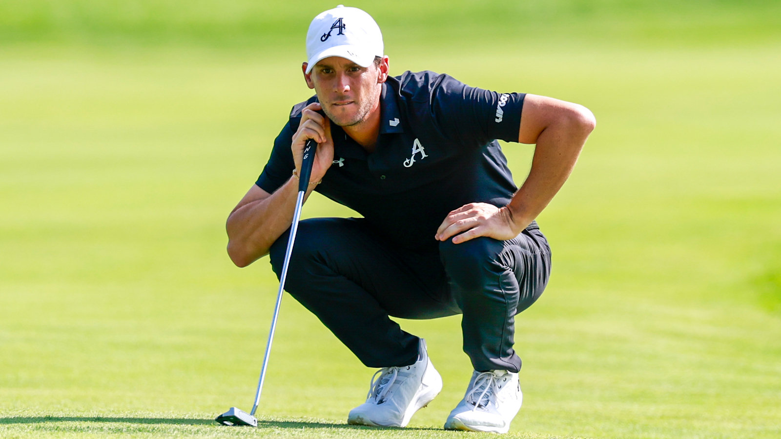 Thomas Pieters lines up a putt