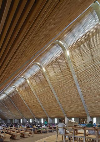 Kericho-grown cypress timber slats were used for the curved ceiling, doors and furniture