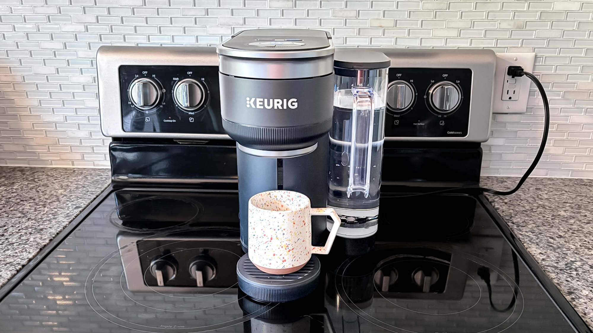 Keurig K-Crema coffee maker on a kitchen counter