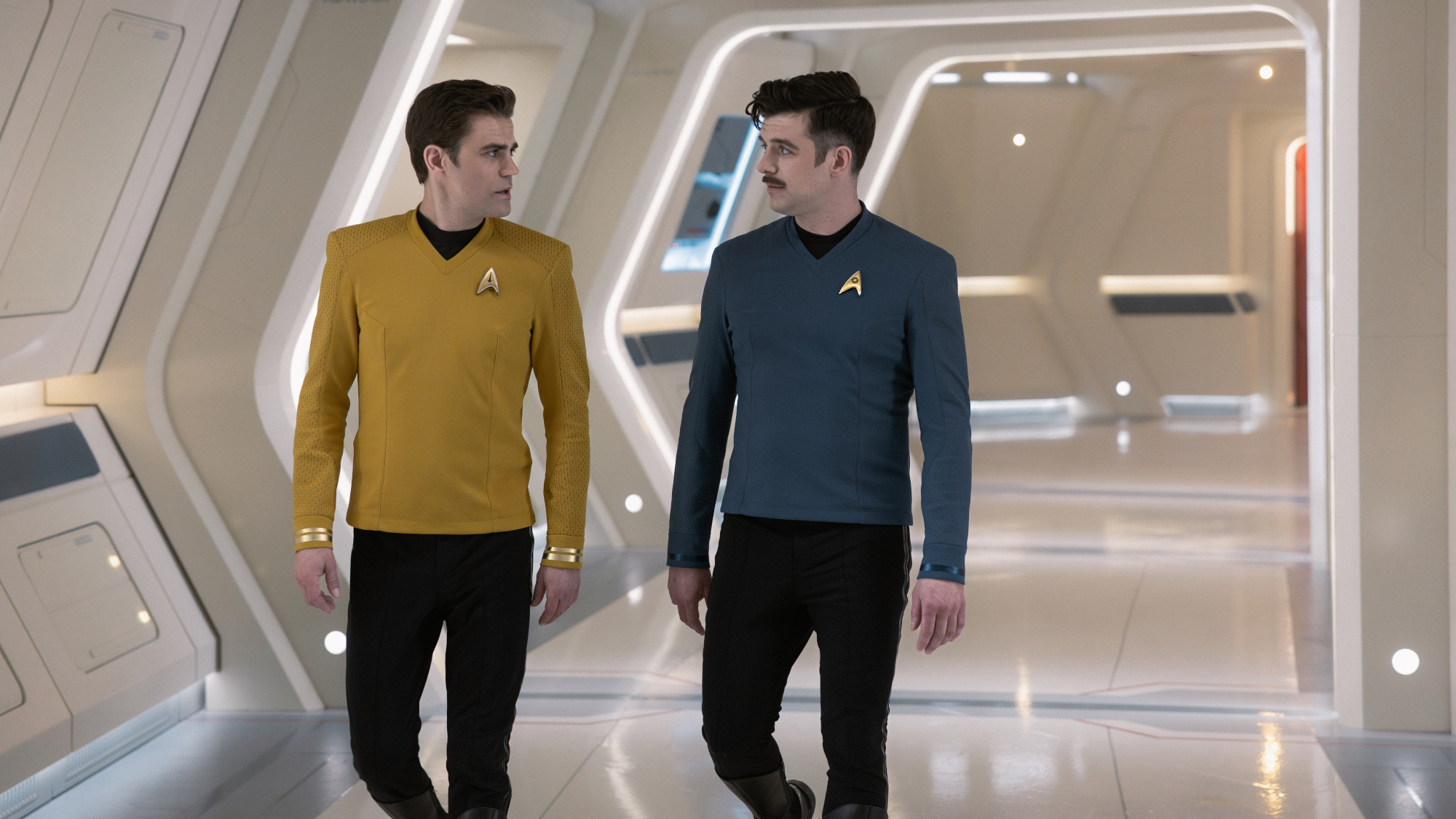 (L-R): Paul Wesley as James T. Kirk and Dan Jeannotte as Sam Kirk in Star Trek: Strange New Worlds, episode 8, season 4