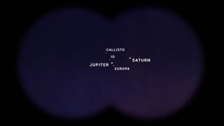 In this close-up illustration, Jupiter and Saturn appear quite cozy when seen with binoculars.