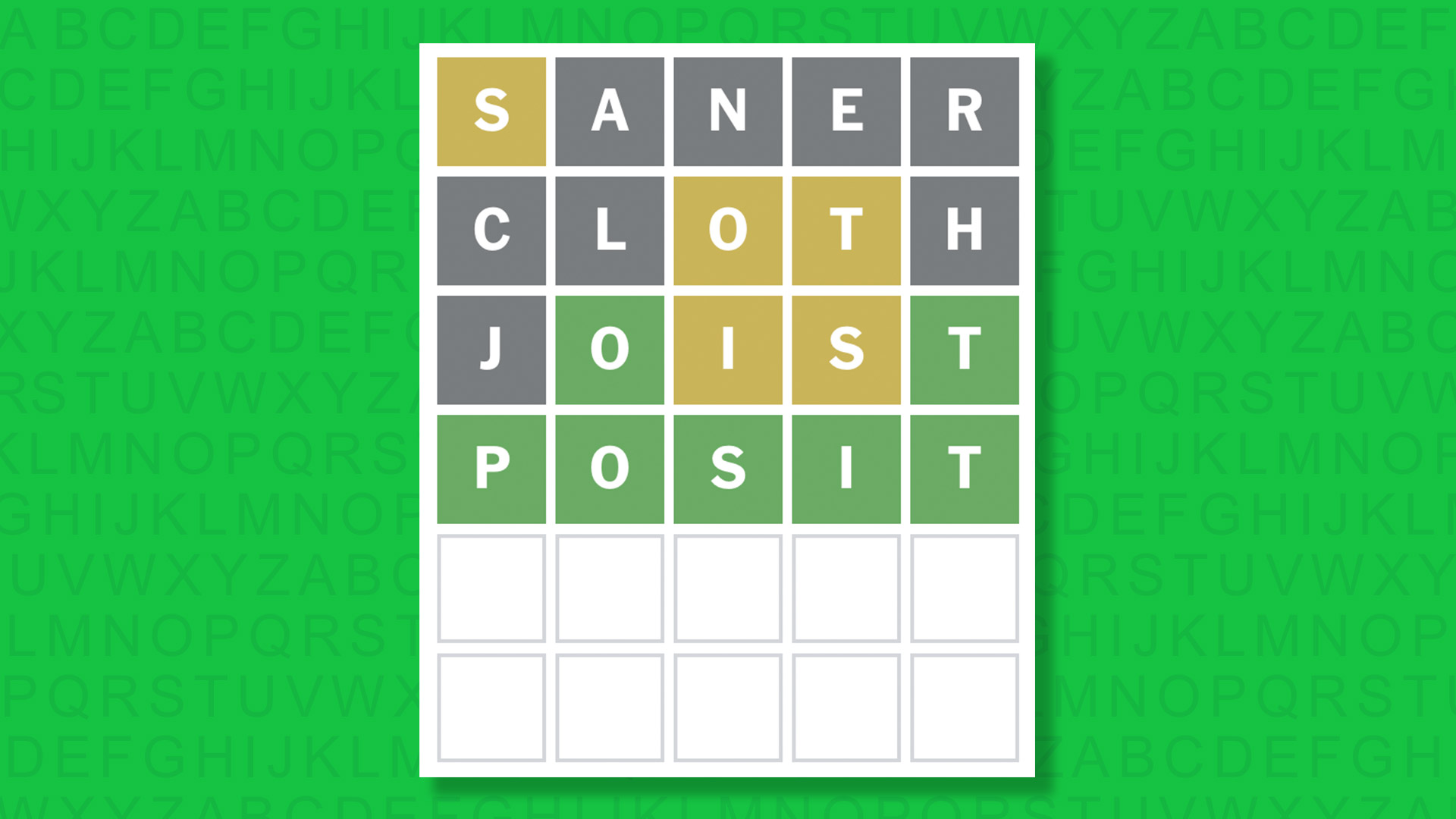 NYT Wordle answer for game 1873 on a green background