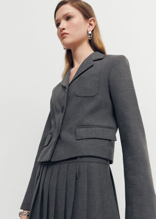 Cropped Jacket With Pockets - Women
